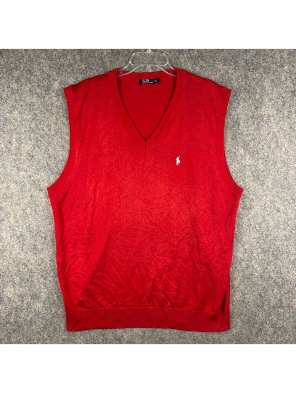 Polo Ralph Lauren Red V-Neck Sweater Vest Size 3XL Dark Academia Ivy League 366